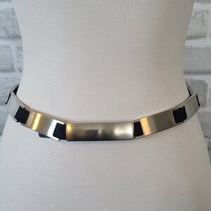 Vintage Abel Italy Belt Chrome Leather Stretch Band Luxury Old Money Classic